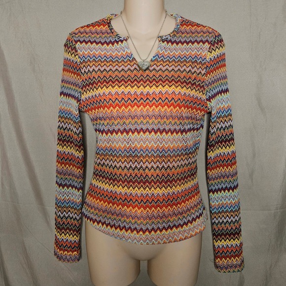 Angel Tattoo Chevron Knit Top Long Sleeve - Picture 1 of 6